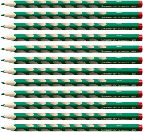 Ergonomischer Buntstift für Rechtshänder - STABILO EASYcolors - 12er Pack - grün von STABILO