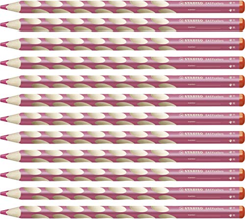 Ergonomischer Buntstift für Rechtshänder - STABILO EASYcolors - 12er Pack - rosa von STABILO