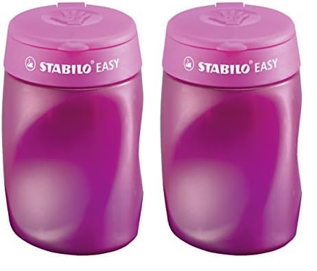 STABILO - Ergonomischer Dosen-Spitzer für Rechtshänder - EASYsharpener - 3 in 1 - pink (Packung mit 2) von STABILO
