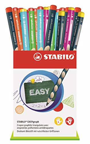 Ergonomischer Dreikant-Bleistift für Links- und Rechtshänder - STABILO EASYgraph in 8 Farben - 36er Pack - Härtegrad HB von STABILO