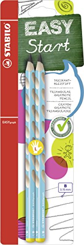 Ergonomischer Dreikant-Bleistift für Linkshänder - STABILO EASYgraph in blau - 2er Pack - Härtegrad B von STABILO