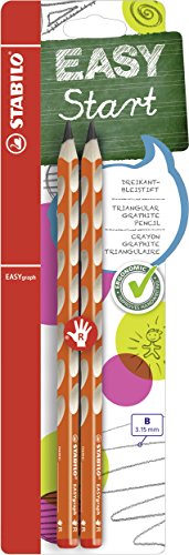 Ergonomischer Dreikant-Bleistift für Rechtshänder - STABILO EASYgraph in orange - 2er Pack - Härtegrad B von STABILO