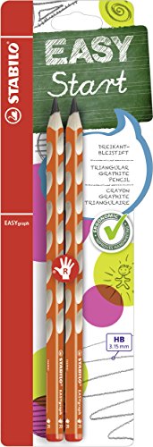 Ergonomischer Dreikant-Bleistift für Rechtshänder - STABILO EASYgraph in orange - 2er Pack - Härtegrad HB von STABILO