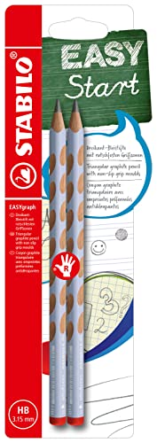 Ergonomischer Dreikant-Bleistift für Rechtshänder - STABILO EASYgraph in pastellblau - 2er Pack - Härtegrad HB von STABILO