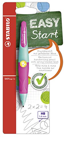 Ergonomischer Druck-Bleistift für Linkshänder - STABILO EASYergo 1.4 in türkis/neonpink - inkl. 3 dünner Minen - Härtegrad HB von STABILO