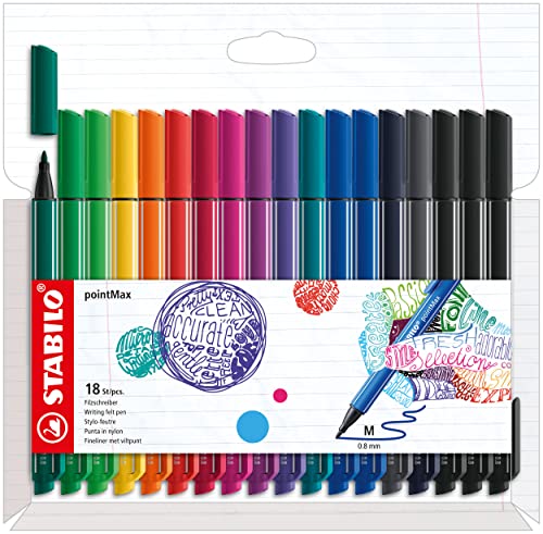 Filzschreiber - STABILO pointMax - 18er Pack - mit 18 verschiedenen Farben von STABILO