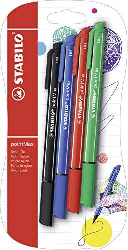 Filzschreiber - STABILO pointMax - 4er Pack - ultramarinblau, schwarz, karmin, grün von STABILO