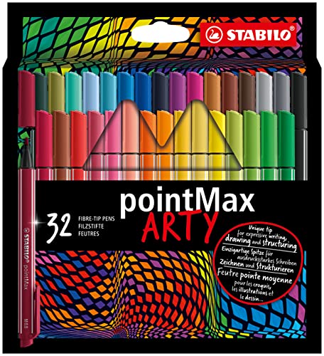 Filzschreiber - STABILO pointMax - ARTY - 32er Pack - mit 32 verschiedenen Farben von STABILO