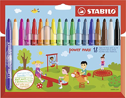 Filzstift - STABILO power max - 18er Pack - mit 18 verschiedenen Farben von STABILO
