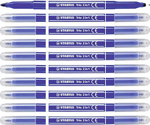 STABILO - Filzstift und Fineliner - Trio 2 in 1-10er Pack - blau von STABILO