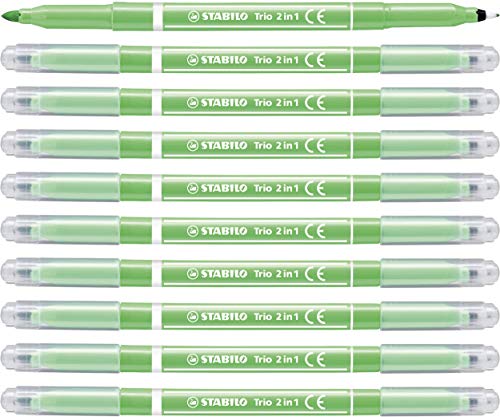 STABILO - Filzstift und Fineliner in einem - Trio 2 in 1-10er Pack - hellgrün von STABILO
