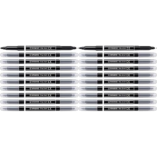 STABILO - Filzstift und Fineliner in einem - Trio 2 in 1 - 2x 10er Pack - schwarz von STABILO