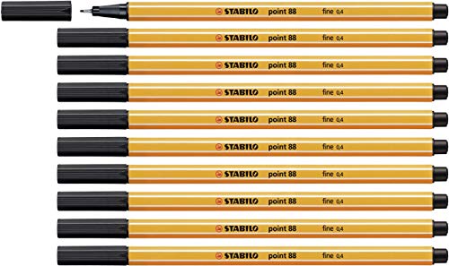 STABILO point 88, Fineliner 0,4 mm – Box von 10 Stifte - schwarz von STABILO