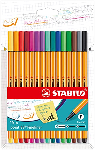 Fineliner - STABILO point 88 - 15er Pack - mit 15 verschiedenen Farben von STABILO