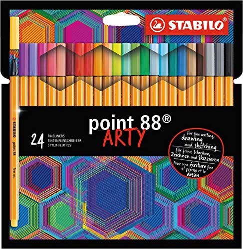Fineliner - STABILO point 88 - ARTY - 24er Pack - mit 24 verschiedenen Farben von STABILO