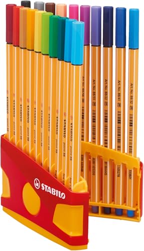 STABILO - Fineliner - point 88 ColorParade - 20er Tischset in rot/orange - mit 20 verschiedenen Farben und Hängelasche von STABILO
