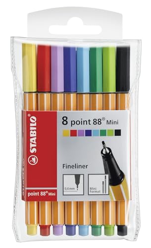 Fineliner - STABILO point 88 Mini - 8er Pack - mit 8 verschiedenen Farben von STABILO