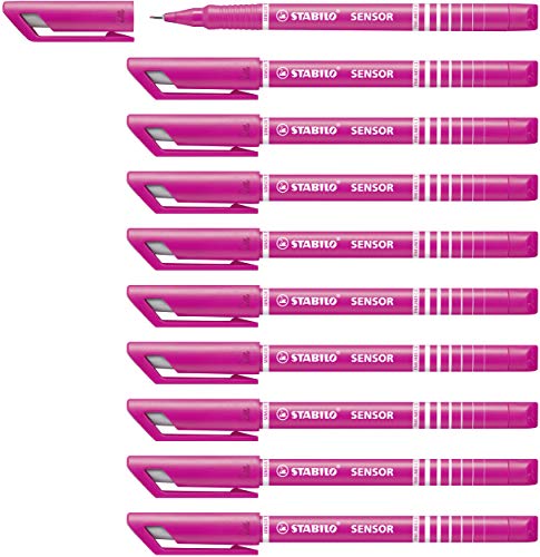 Fineliner mit gefederter Spitze - STABILO SENSOR F - fein - 10er Pack - pink von STABILO