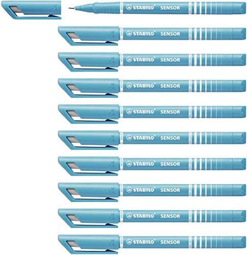 Fineliner mit gefederter Spitze - STABILO SENSOR F - fein - 10er Pack - türkis von STABILO
