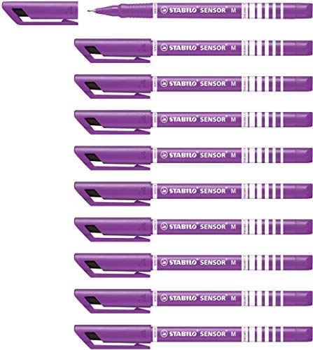 Fineliner mit gefederter Spitze - STABILO SENSOR M - medium - 10er Pack - lila von STABILO
