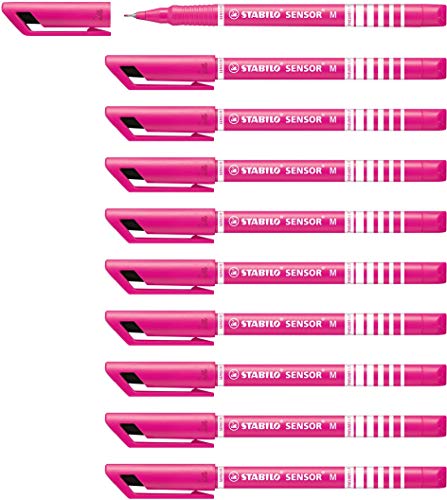 Fineliner mit gefederter Spitze - STABILO SENSOR M - medium - 10er Pack - pink von STABILO