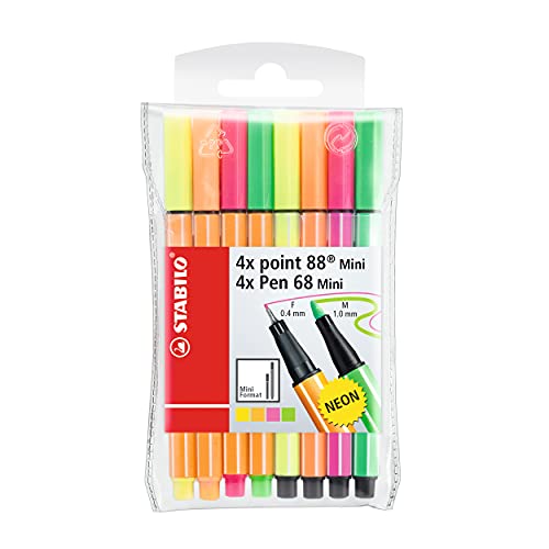 Fineliner & Filzstifte - STABILO point 88 Mini & Pen 68 Mini - 8er Pack - Neonfarben von STABILO