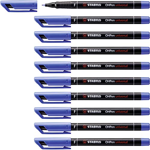 Folienstift - STABILO OHPen universal - permanent fein - 10er Pack - blau von STABILO