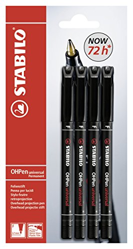 Folienstift - STABILO OHPen universal - permanent fein - 4er Pack - schwarz von STABILO