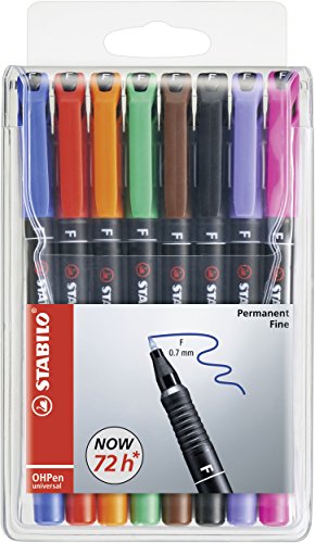 Folienstift - STABILO OHPen universal - permanent fein - 8er Pack - mit 8 verschiedenen Farben von STABILO