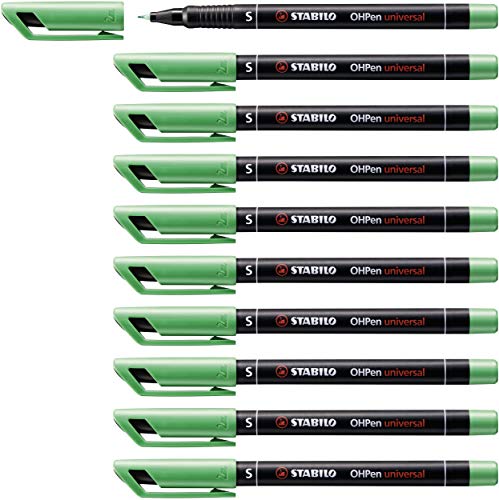 Folienstift - STABILO OHPen universal - permanent superfein - 10er Pack - grün von STABILO