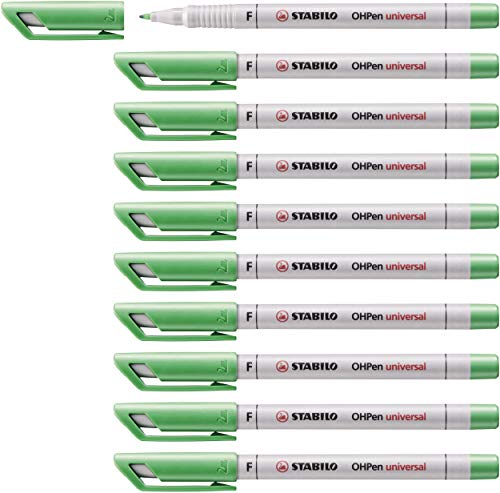 STABILO - Folienstift - OHPen universal - wasserlöslich fein - 10er Pack - grün von STABILO
