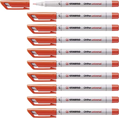 Folienstift - STABILO OHPen universal - wasserlöslich superfein - 10er Pack - rot von STABILO