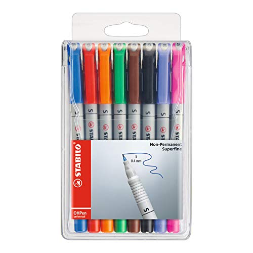 STABILO - Folienstift - OHPen universal - wasserlöslich superfein - 8er Pack - mit 8 verschiedenen Farben STABILO - Folienstift - OHPen universal - wasserlöslich superfein - 8er Pack - mit 8 verschiedenen Farben von STABILO