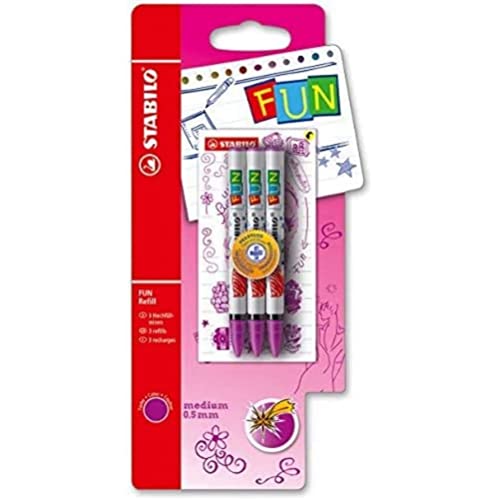 Patrone zum Nachfüllen - STABILO FUN Refill - medium - inklusive 2 Aufkleberkarten zum Sammeln - 3er Pack - lila von STABILO
