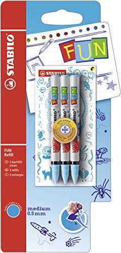 Patrone zum Nachfüllen - STABILO FUN Refill - medium - inklusive 2 Aufkleberkarten zum Sammeln - 3er Pack - türkis von STABILO