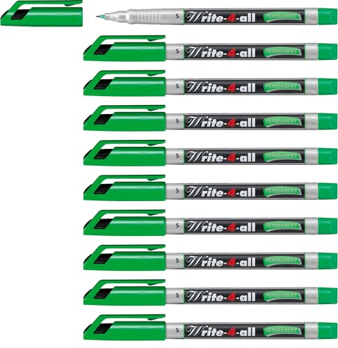 Permanent-Marker - STABILO Write-4-all - superfein - 10er Pack - grün von STABILO