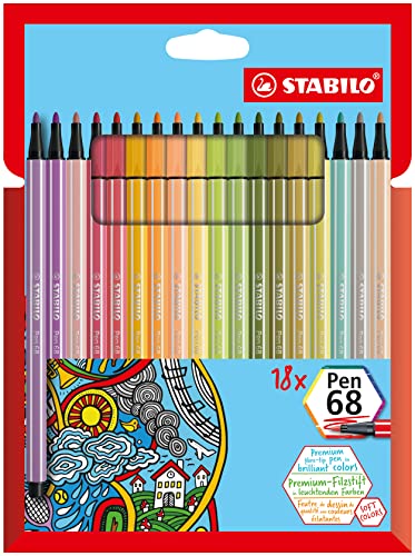 Premium-Filzstift - STABILO Pen 68 - 18er Pack - mit 18 verschiedenen Farben von STABILO