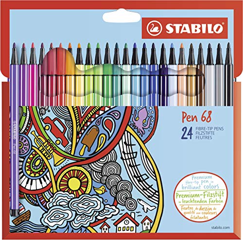Premium-Filzstift - STABILO Pen 68 - 24er Pack - mit 24 verschiedenen Farben von STABILO