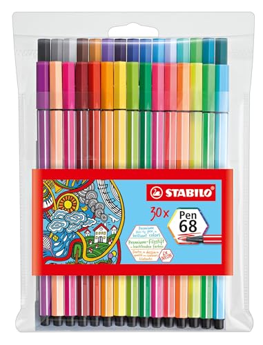 STABILO - Premium-Filzstift - Pen 68-30er Pack - mit verschiedenen Farben inkl. 6 Neonfarben von STABILO