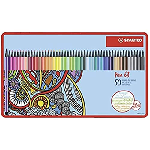 Premium-Filzstift - STABILO Pen 68-50er Metalletui - mit 46 verschiedenen Farben von STABILO