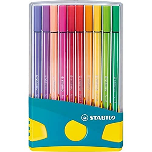 Premium-Filzstift - STABILO Pen 68 ColorParade in türkis/gelb - 20er Tischset - mit 20 verschiedenen Farben von STABILO