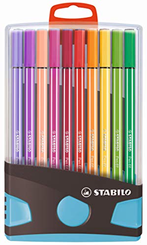 Premium-Filzstift - STABILO Pen 68 ColorParade mit Hängelasche - 20er Tischset in anthrazit/blau - mit 20 verschiedenen Farben von STABILO