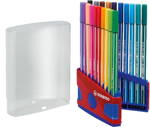 Premium-Filzstift - STABILO Pen 68 ColorParade mit Hängelasche in blau/rot - 20er Pack - mit 20 verschiedenen Farben von STABILO