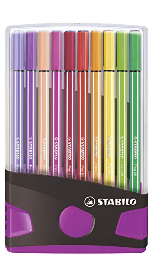 Premium-Filzstift - STABILO Pen 68 Colorparade - 20er Tischset in anthrazit/pink - mit 20 verschiedenen Farben von STABILO