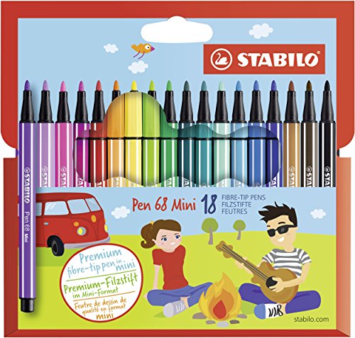 Premium-Filzstift - STABILO Pen 68 Mini - 18er Pack - mit 18 verschiedenen Farben von STABILO