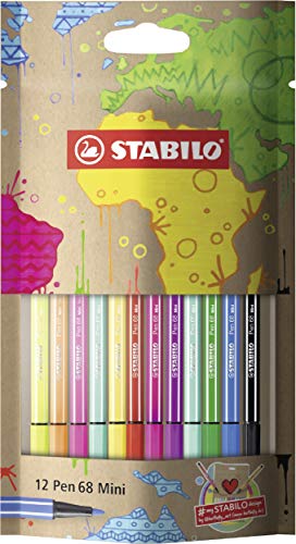 Premium-Filzstift - STABILO Pen 68 Mini - #mySTABILOdesign - 12er Pack - mit 12 verschiedenen Farben von STABILO