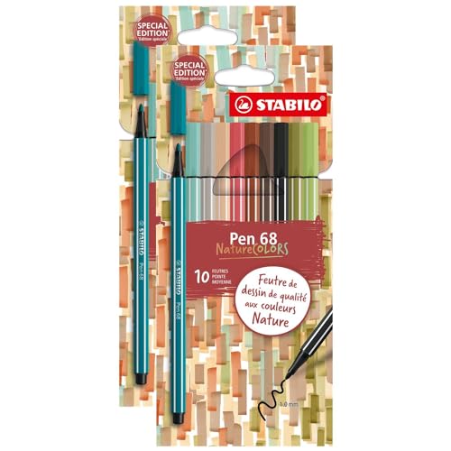 STABILO - Premium-Filzstift - Pen 68 NatureCOLORS - 2x 10er Pack - mit 10 verschiedenen Farben von STABILO