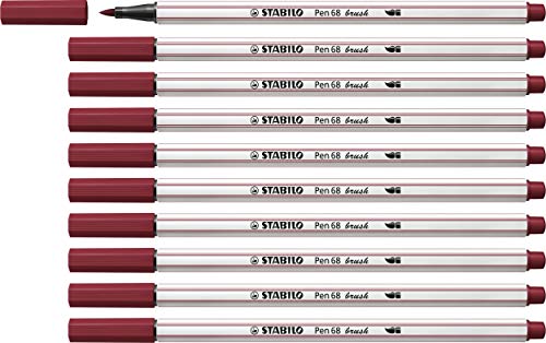 Premium-Filzstift mit Pinselspitze für variable Strichstärken - STABILO Pen 68 brush - 10er Pack - purpur von STABILO