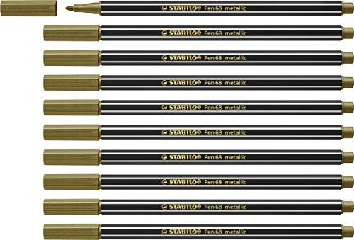 Premium Metallic-Filzstift - STABILO Pen 68 metallic - 10er Pack - gold von STABILO