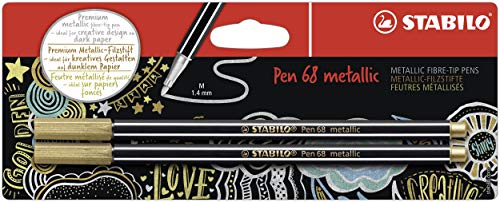 Premium Metallic-Filzstift - STABILO Pen 68 metallic - 2er Pack - gold von STABILO
